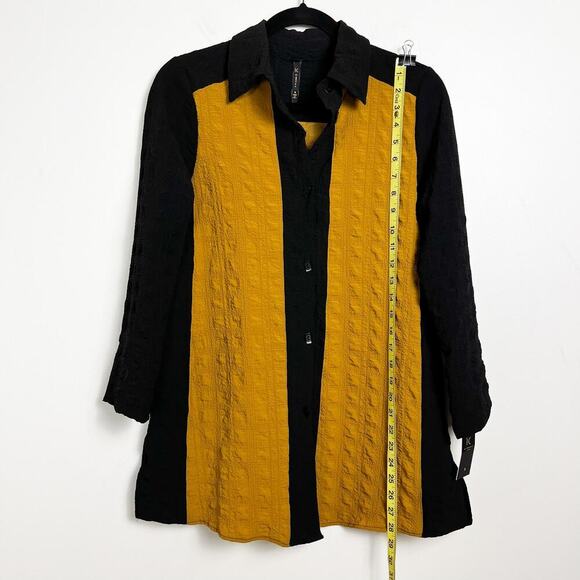 NWT IC by Connie K Button Front Color Block Tunic Top Yellow Black Small Career - Picture 7 of 10